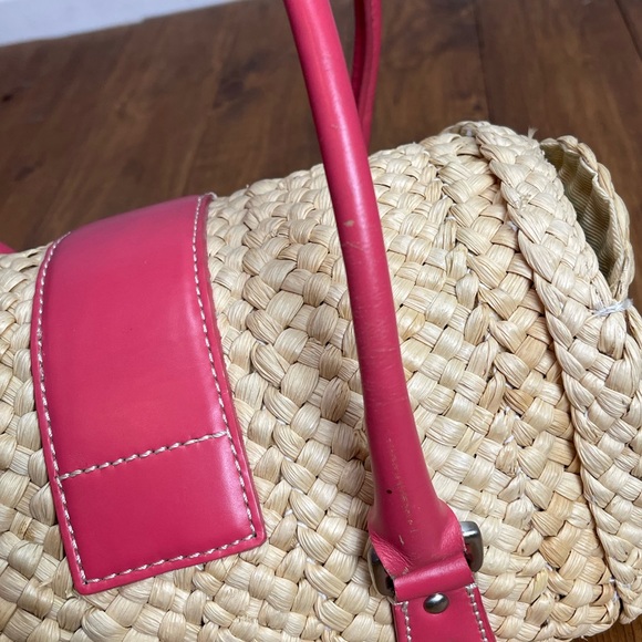 Ann Taylor corn husk basket purse tan and pink - Picture 8 of 10